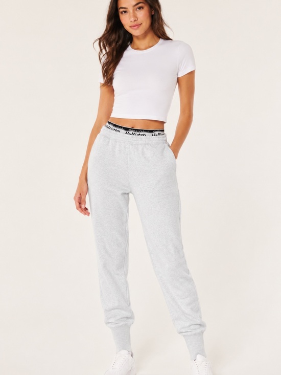 Hollister Pants - Hollister Ultra High Rise Light Heather Gray Joggers with Branded Waistband